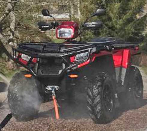 Röd Polaris Sportsman 570 EPS SP stulen i Strömma på Värmdö utanför Stockholm